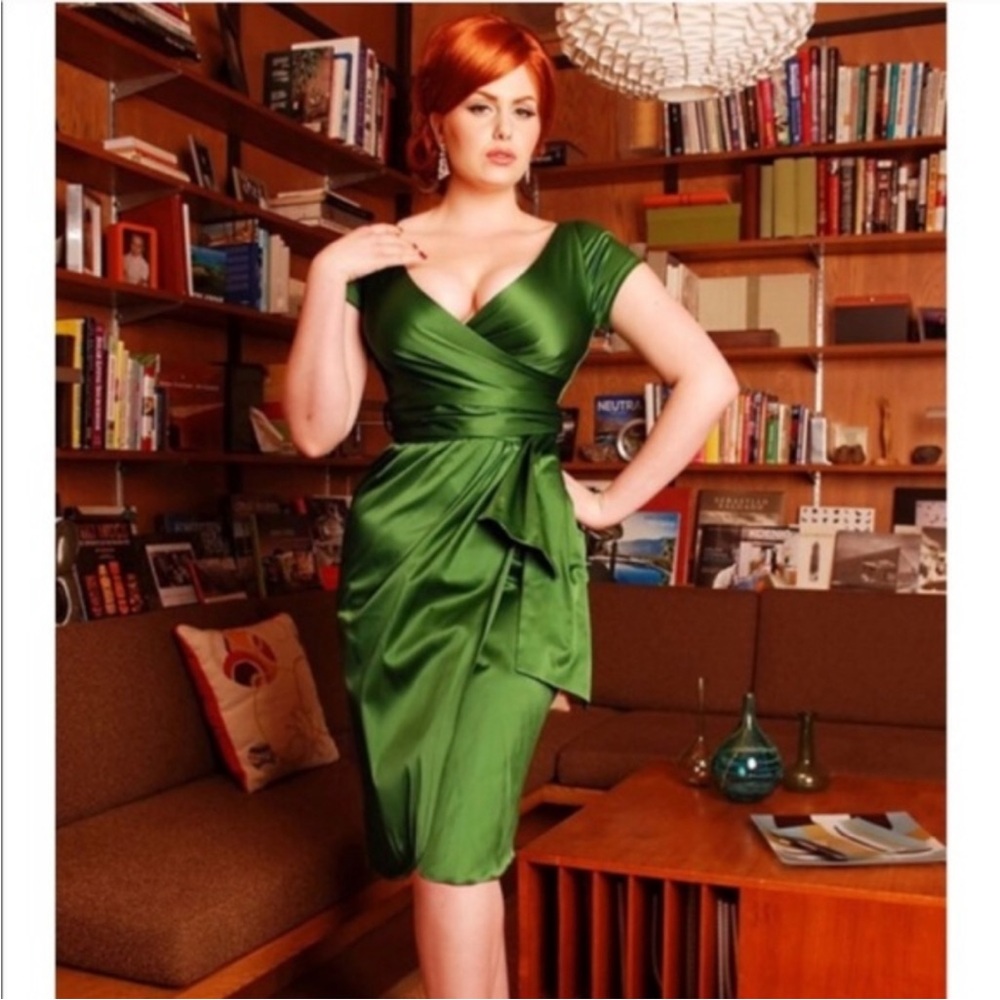 Pinup Couture Satin Green Midi Dress
